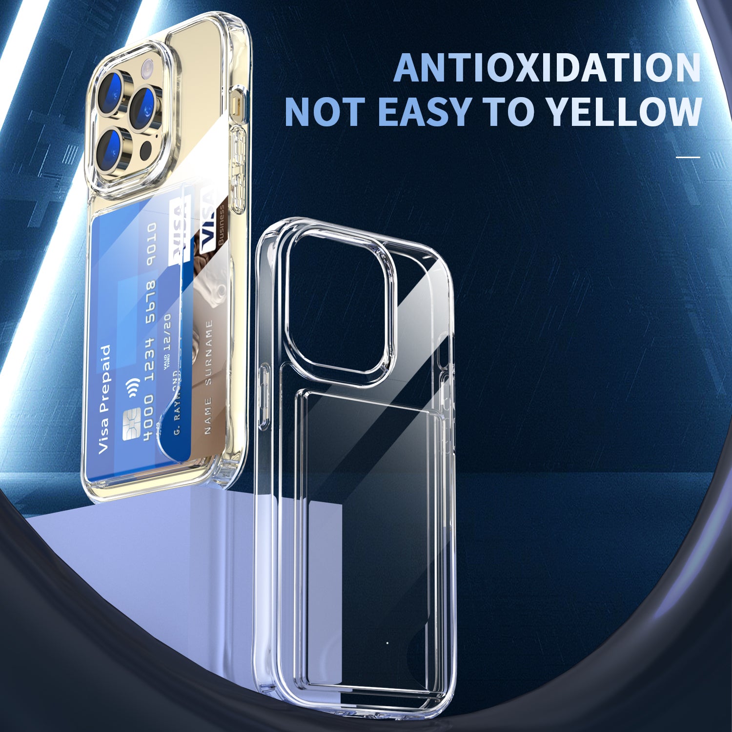 For iPhone 14 Pro Card Holder Phone Case Anti-drop Corner TPU + Acrylic Clear Phone Cover For iPhone 14 Pro Card Holder Phone Case Anti-drop Corner TPU + Acrylic Clear Phone Cover